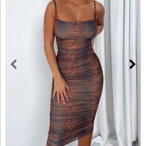 Linda Midi Dress - Brown Tiger Print